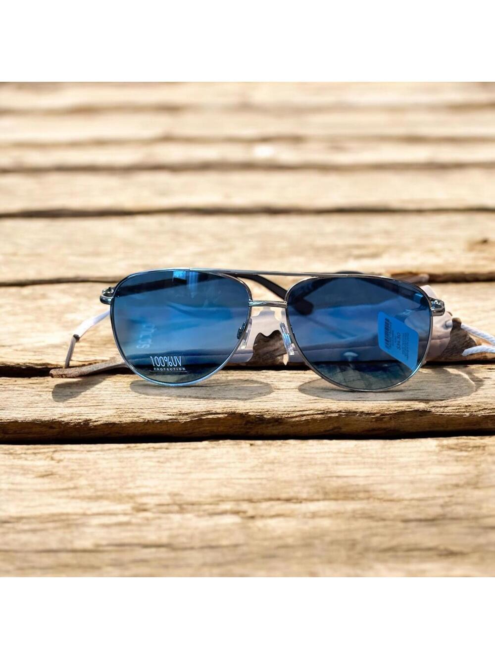 Chico's Stylish Aviator Blue Lens Sunglasses